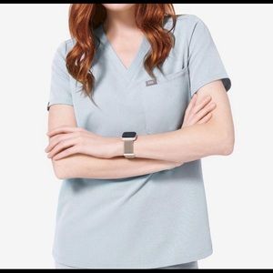 Figs Dusty Blue Caterina Scrub Top